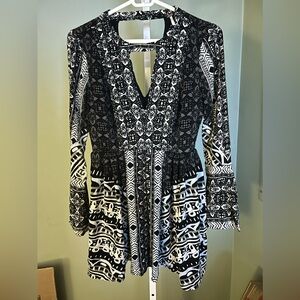 Free People Black and White Patterned Dress